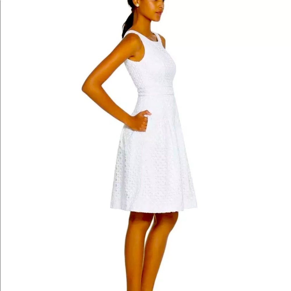 WHBM white dress sleeveless knee length size 2